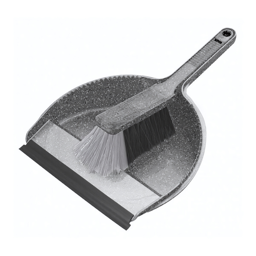 Комплект щетка-сметка "Grenada" с совком с кромкой (гранит светло-серый)