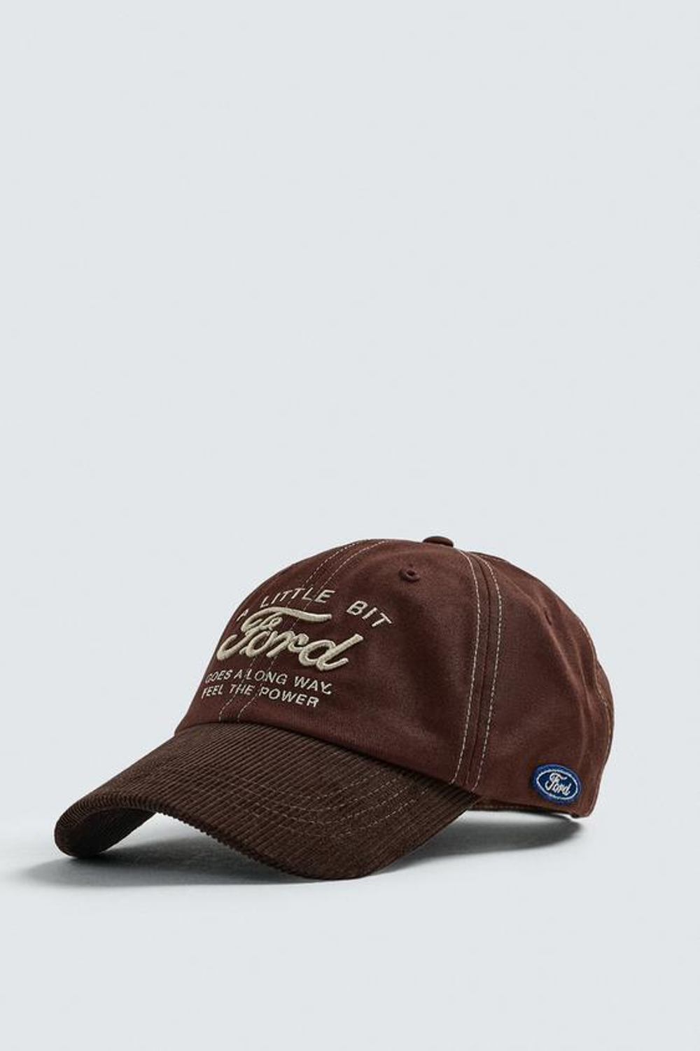 ZARA Х FORD КЕПКА С ВЫШИТЫМ ТЕКСТОМ, КОРИЧНЕВЫЙ