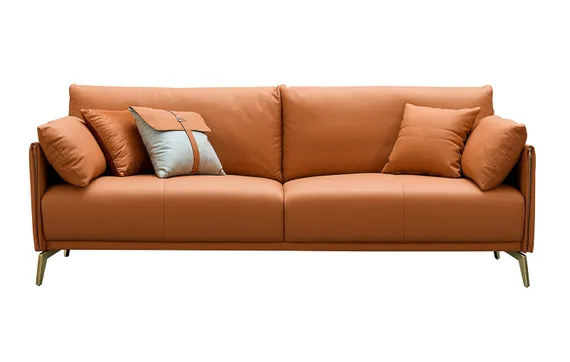 Трехместный диван Lucca 220 см, натуральная кожа цвета Camel
