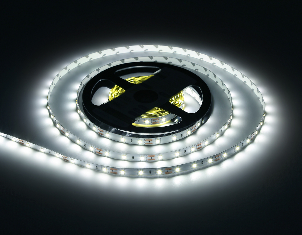 Светодиодная лента GS1003 2835 60Led/ 4.8W m/ 12V IP20 6500K/ 5000*8*1.2mm/ кратность резки 50mm (2 конт.)
