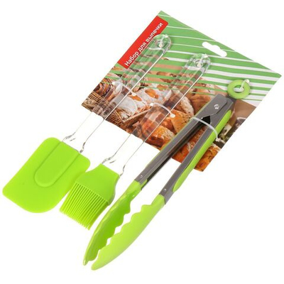 Набор кухонных принадлежностей для выпечки, 3 пр, силикон, зел, Y4-3041