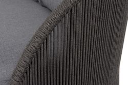 "Монтелла" диван 3-местный плетеный из роупа, каркас алюминий темно-серый (RAL7024) муар, роуп темно-серый круглый, ткань темно-серая 027