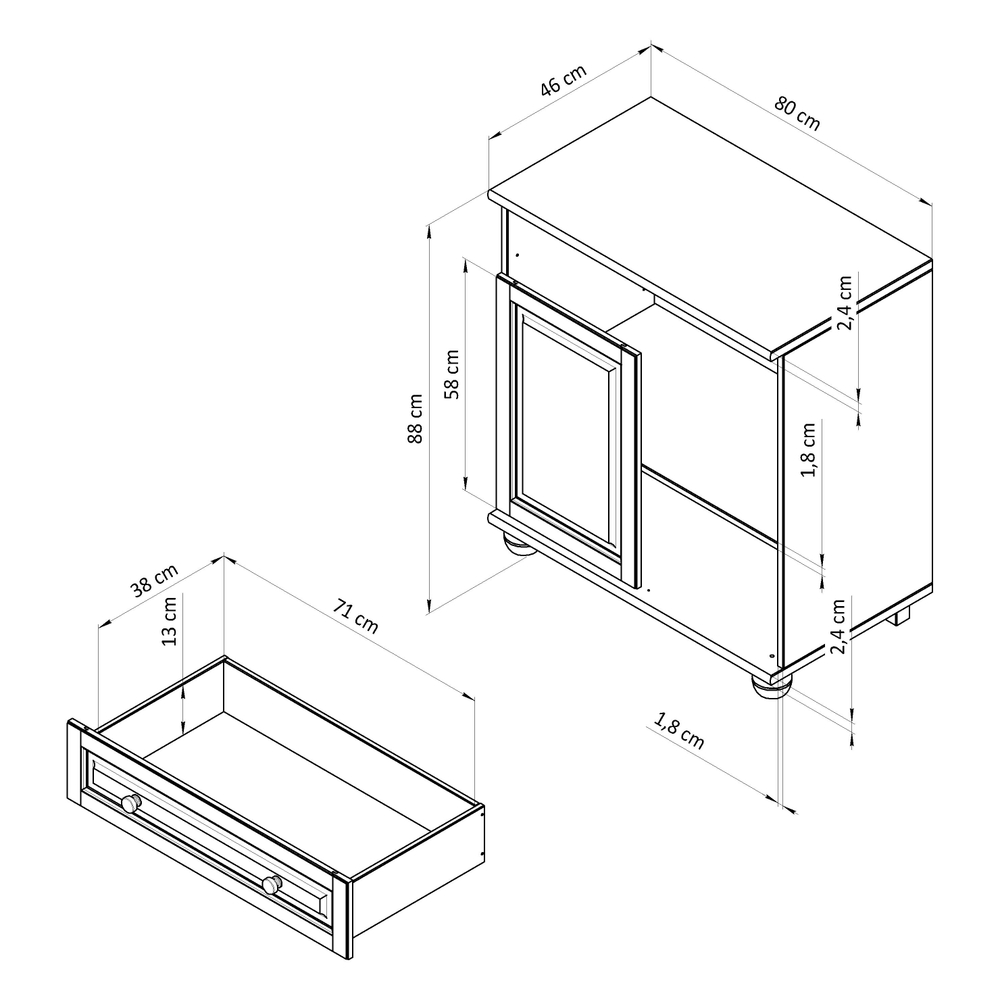 Комод белый с ящиками и дверцами Харви из массива сосны с филенкой для спальни и кухни в викторианском стиле, комод деревянный для вещей и одежды на ножках напольный