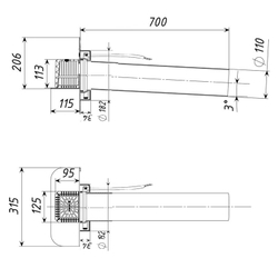 Воронка парапетная c подогревом ТП-68 ПВХ L700мм
