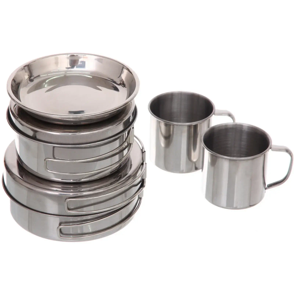 Набор посуды походной 8предметов (2ковша, сковорода 15,5*3см, 3тарелки,2кружки)