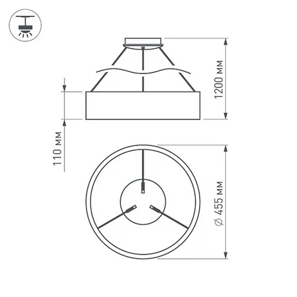 Светильник SP-TOR-RING-HANG-R460-33W Warm3000 (BK, 120 deg) (Arlight, IP20 Металл, 3 года) 023393(1)