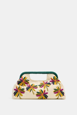 ZARA СУМКА-МЕШОК С БУСИНАМИ И ПРИНТОМ, РАЗНОЦВЕТНЫЙ