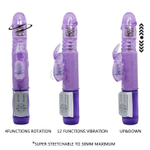 Фиолетовый ротатор с возвратно-поступательными движениями и клиторальным стимулятором - 24 см. (Цвет: фиолетовый)