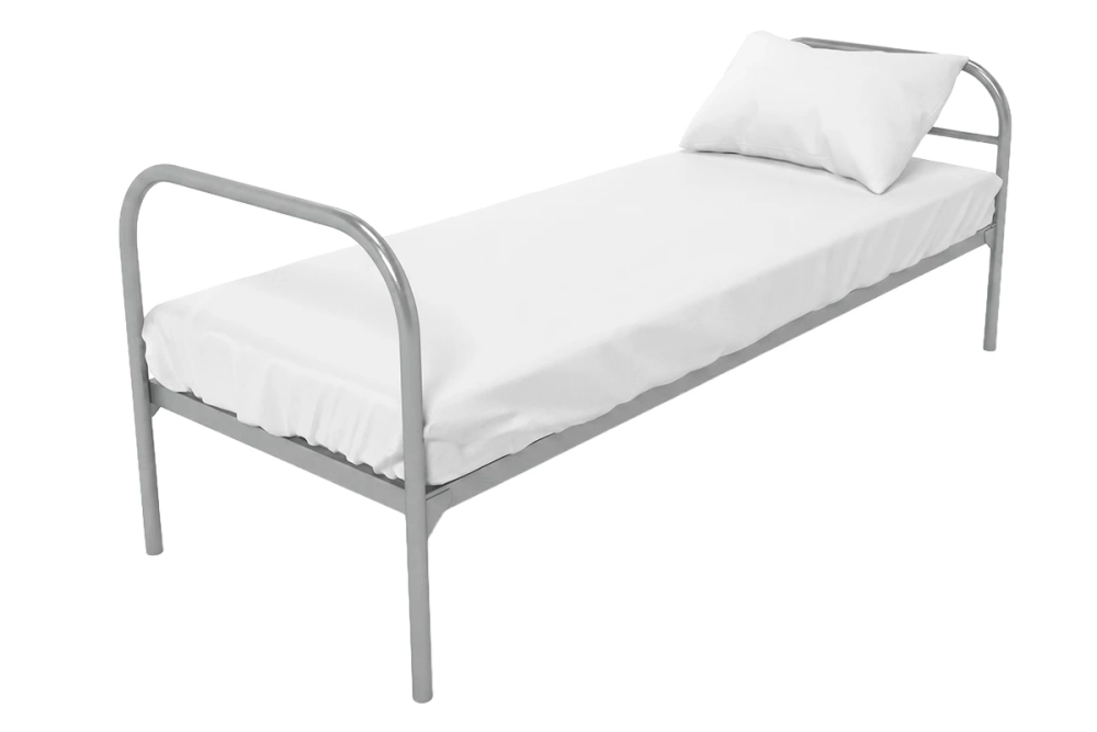 Кровать металлическая одноярусная Бюджет +, 80x190 см, сетка 100х100, 1 перемычка