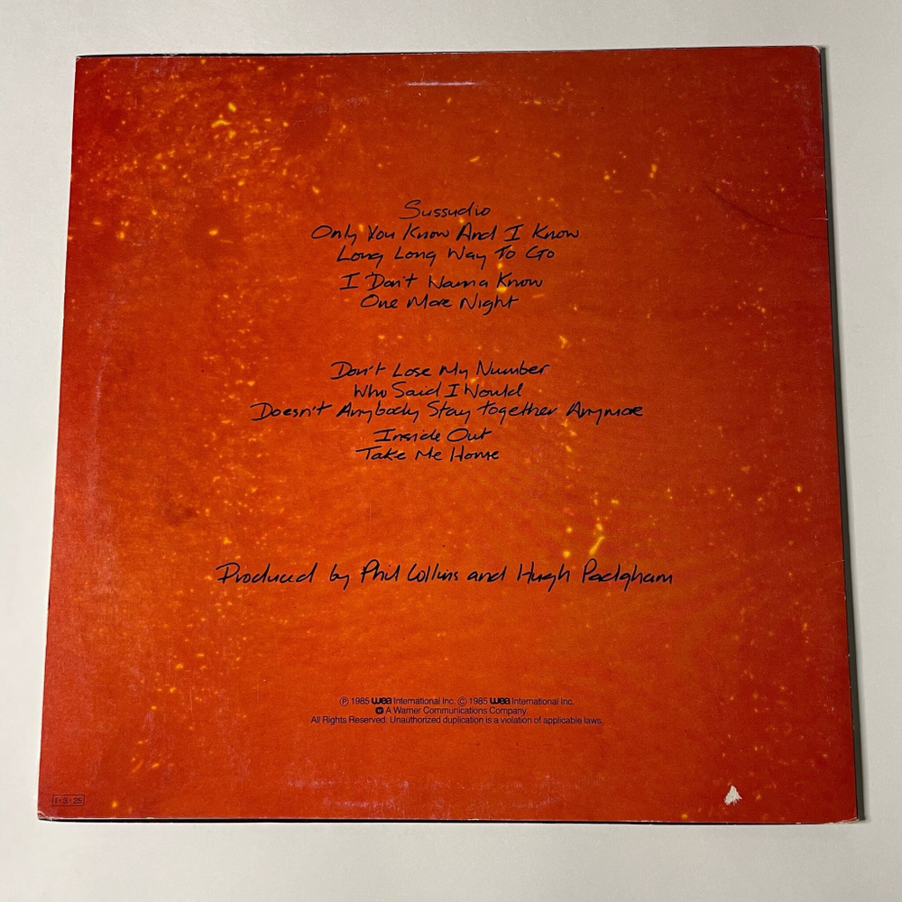 Винтажная виниловая пластинка LP Phil Collins No Jacket Required (Japan 1985) (No Obi) Who Said I Would