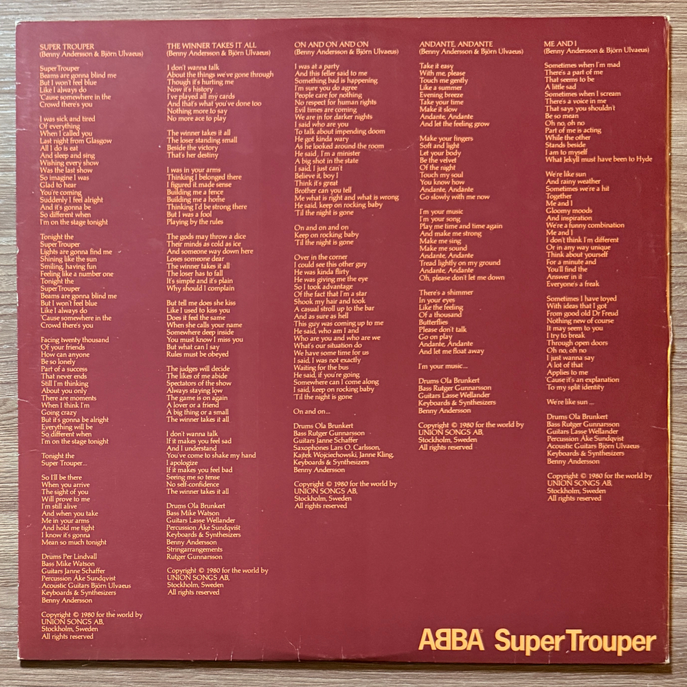 ABBA - Super Trouper (Швеция 1980г.)