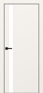 Межкомнатная дверь Optima Porte НЕАПОЛЬ 211 Белое стекло, Алюминиевая кромка SB (матовый чёрный) с 4-х сторон
