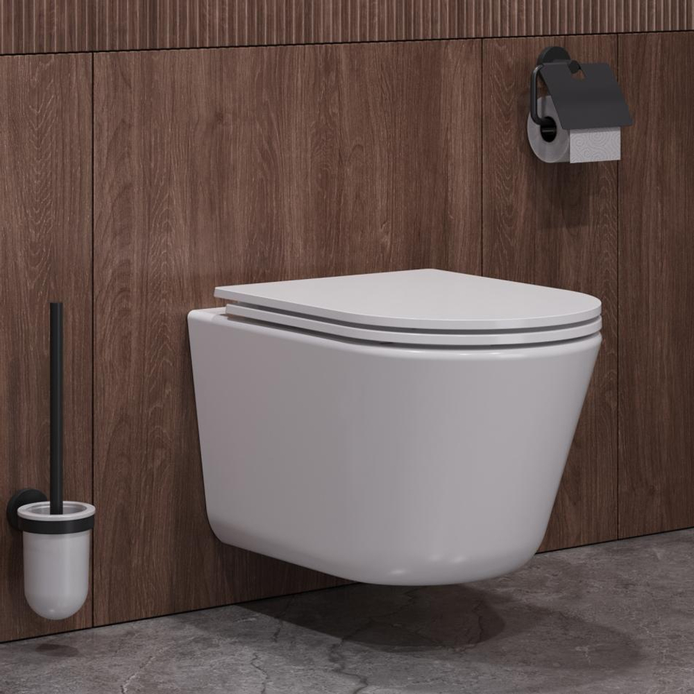 Унитаз удлинённый подвесной безободковый с сиденьем и смывом TORNADO Cezares LINER-TOR CZR-3808-53-TH-TOR/SC