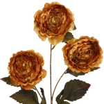 Искусственные цветы «FLOWERS GLAMOUR» 63см Пионы 3 цветка золотые