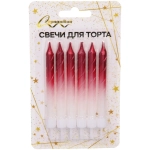 Свечи в торт «Праздничный блеск» 6 шт. 8,1 см, красный