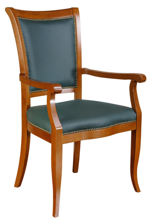 Стул с подлокотниками СМ 12 (бук/тон 6/ткань натуральная кожа)