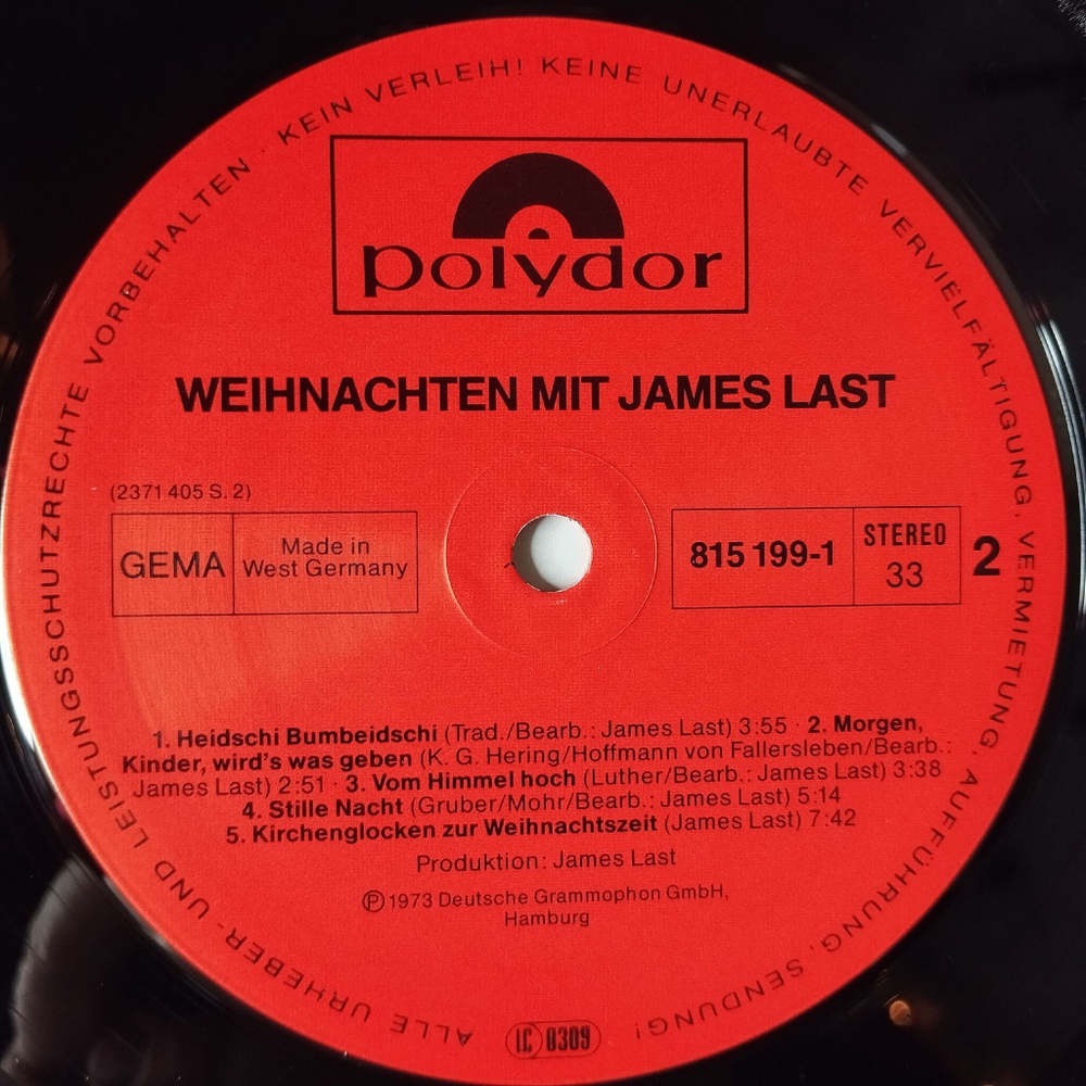 Винтажная виниловая пластинка LP Джеймс Ласт Weihnachten Mit James Last (Germany 1983) Die Hirten