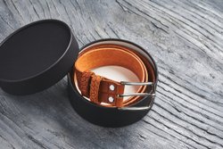 Ремень из крупной текстурной кожи (змея), цвет «тициан», хромированная пряжка