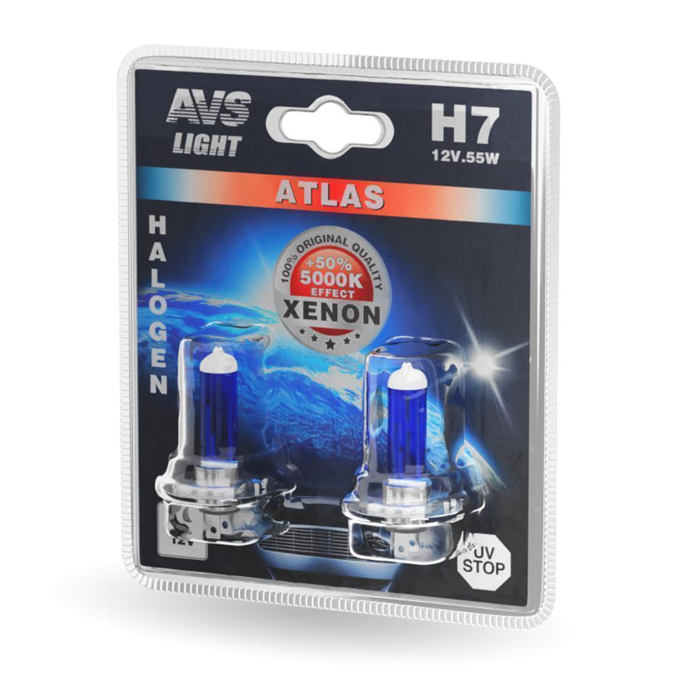 Лампа 12 В H7 55 Вт 5000К галогенная 2 шт. блистер Atlas AVS