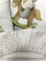 Комплект в кроватку 18 предметов "Мишка на качалке с кроликом серый", сатин