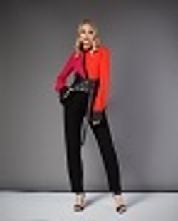 35-19 SS Блуза с длинным рукавом, оранжевый, фуксия, черный L