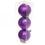 Новогодние шары 7см (набор 3шт) «Мягкий блеск», фиолетовый