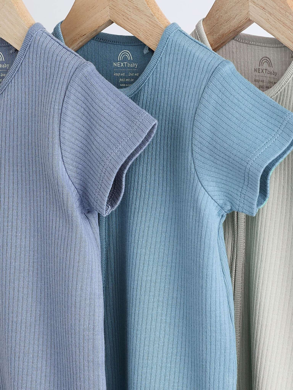 Боди с коротким рукавом для малышей Next Q53-624, 3 шт., Голубой, Хаки