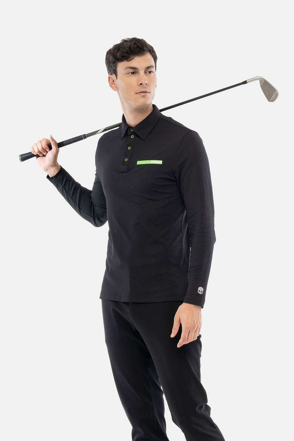 Мужское поло Hydrogen RUBBER LOGO TECH POLO LS (GI0008-007)