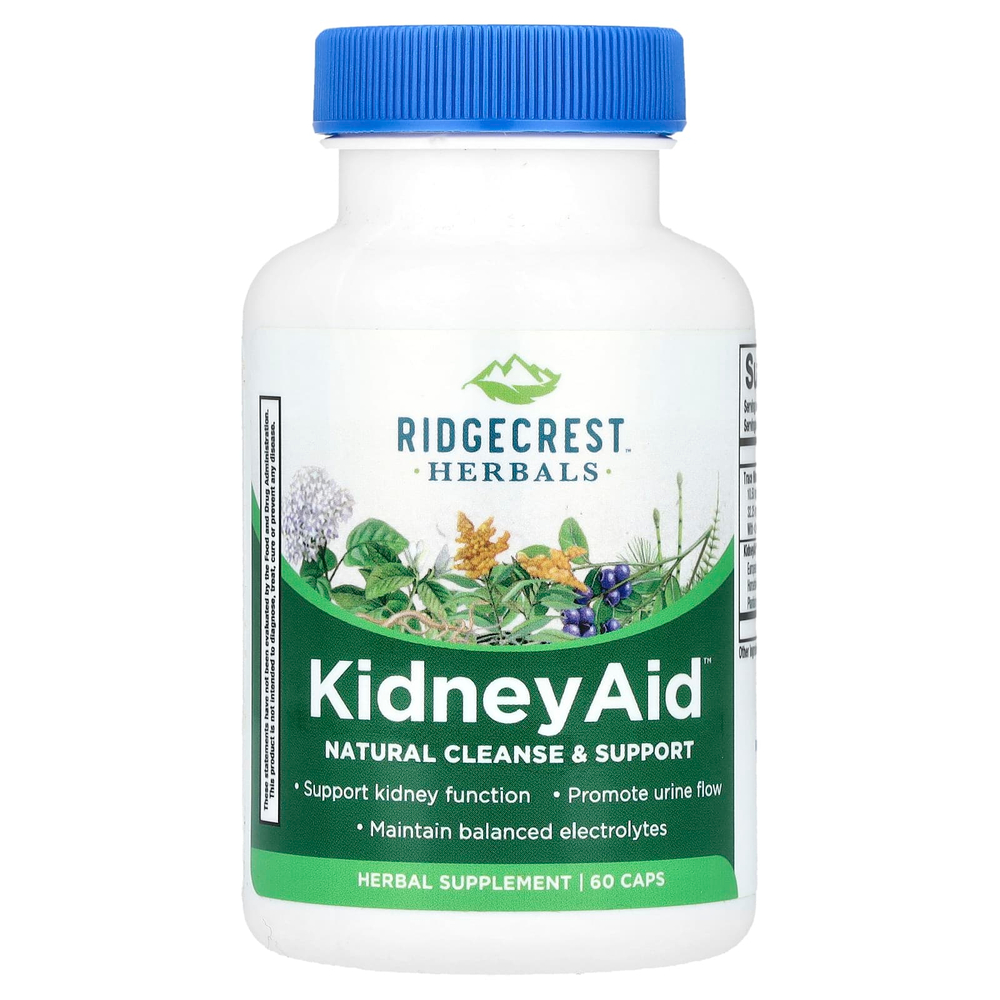 RidgeCrest Herbals, KidneyAid™, для поддержки почек, 60 капсул