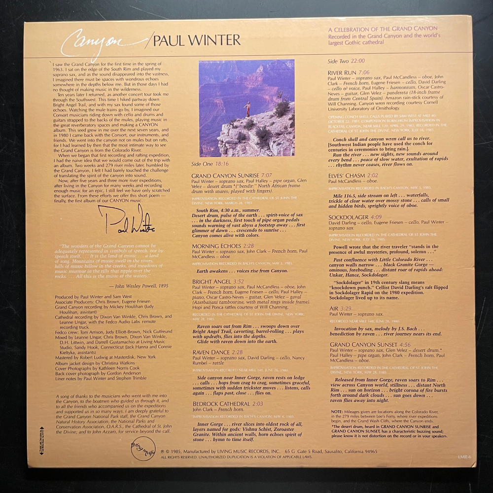 Paul Winter ‎– Canyon (США 1985г.)