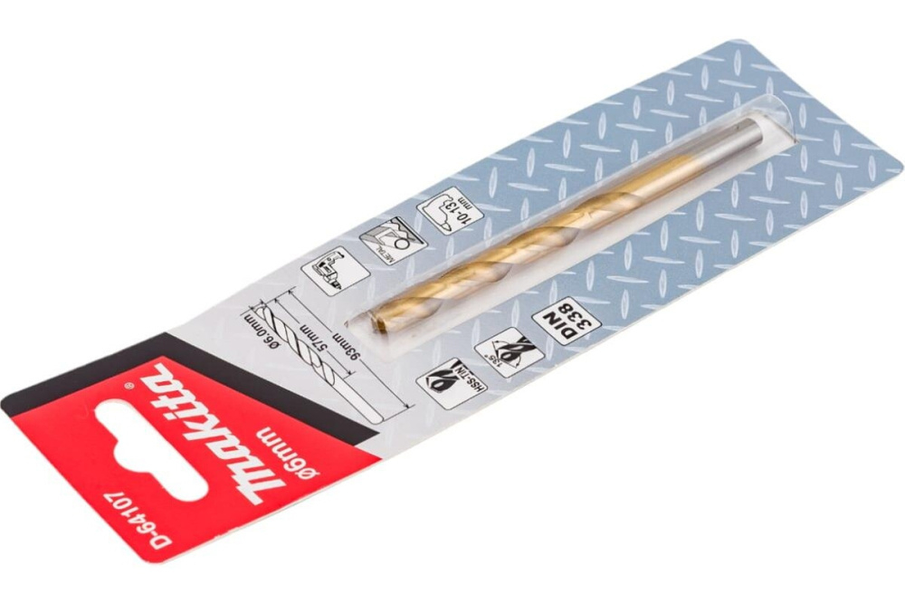 Сверло по металлу HSS-TiN Economy 6х57x93, 1 шт. Makita D-64107