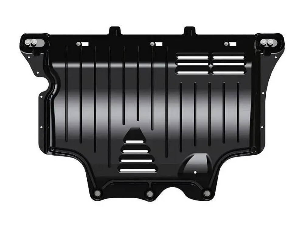 Защита картера двигателя, КПП (1,8 мм, сталь) для Skoda Kodiaq 2017-2023 (V = 1.4TSI; 2.0 TSI; 2.0TDI), Volkswagen Tiguan 2016-2024 (V = 1.4; 2.0 MT/AT; 2.0TD AT), Audi Q3 2019- (V = 1.4 AT FWD), Volkswagen Taos 2021- (V = 1.4) Sheriff.02.3492 V1