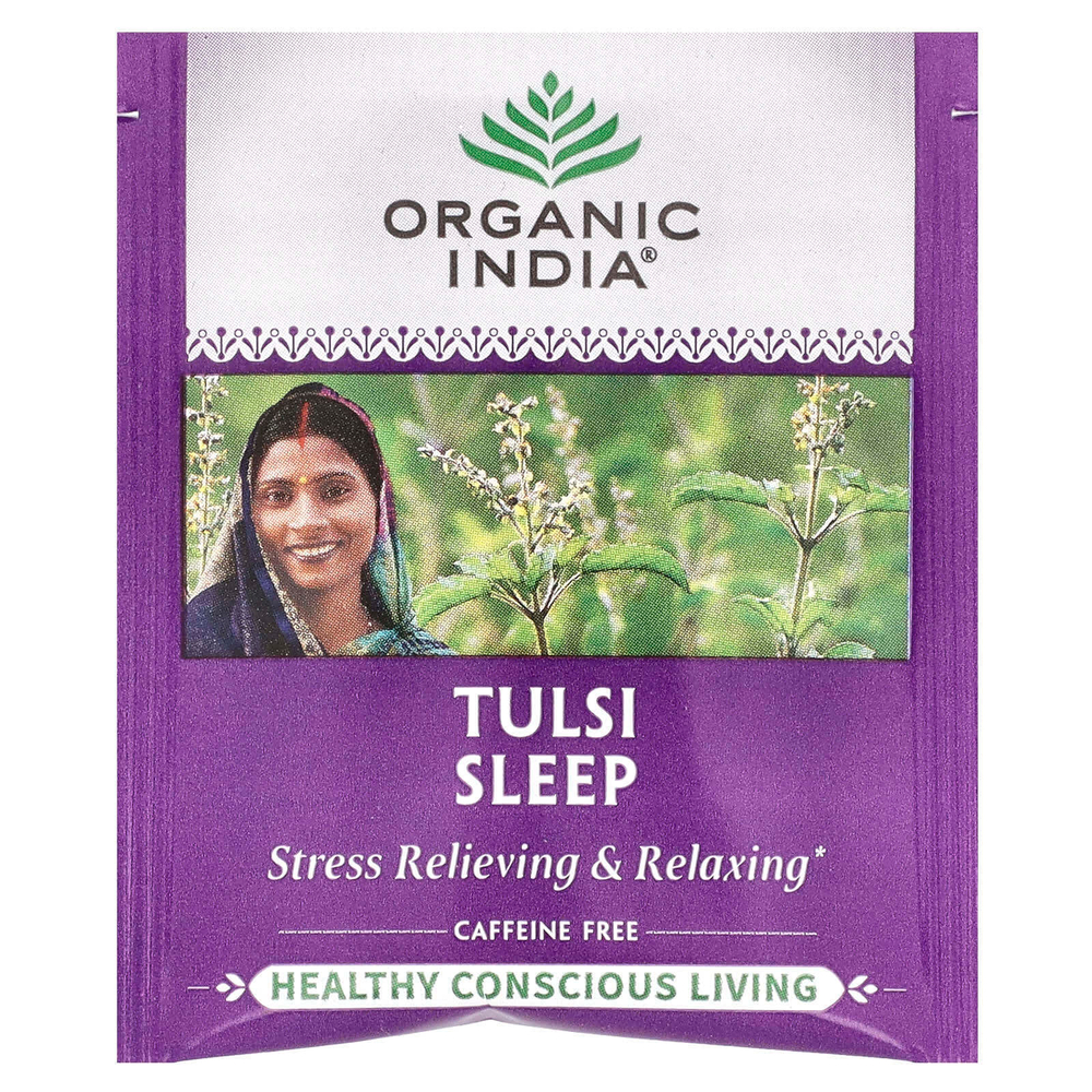 Organic India, Чай с тулси для сна, без кофеина, 18 пакетиков, 32,4 г (1,14 унции)
