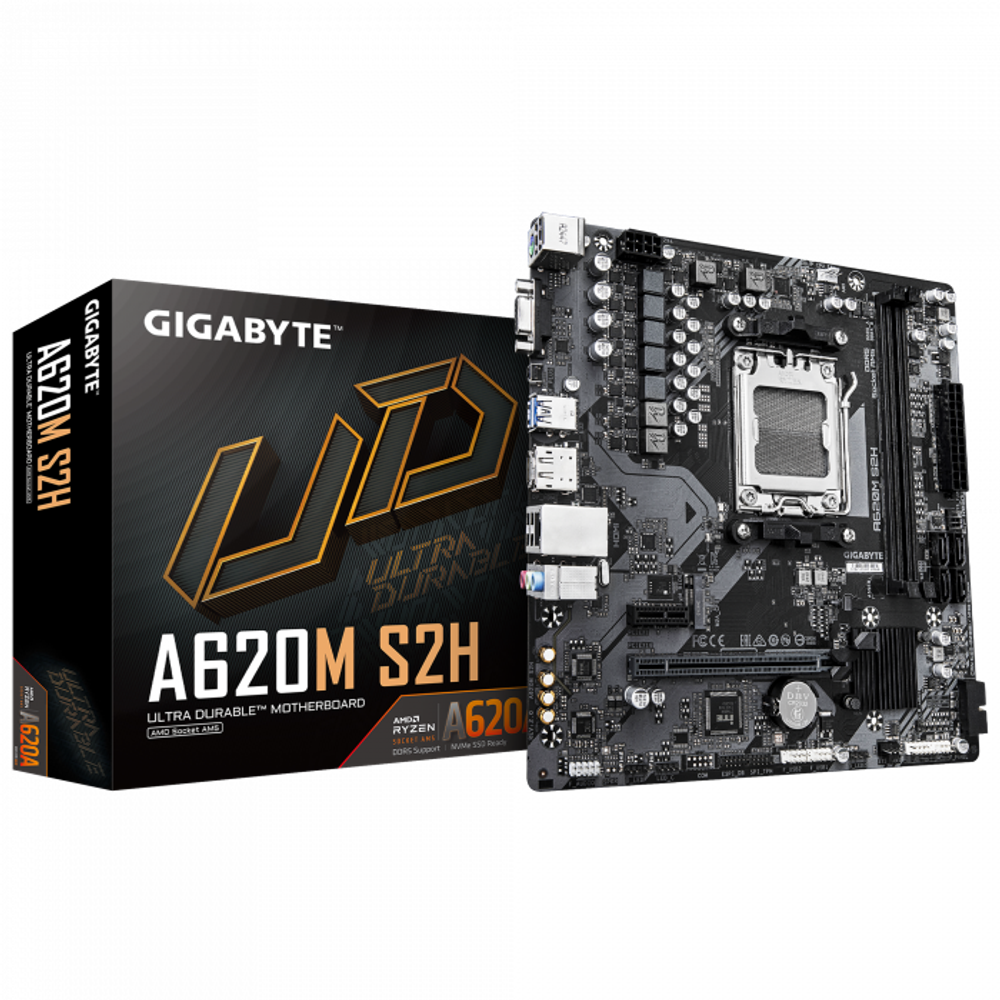 Сист.плата Gigabyte A620M S2H, A620, 2xDDR4, PCI-E4 x16, 1xPCI-E x1, 1xM.2, 4xSATA, HDMI, LAN1GbE, BOX