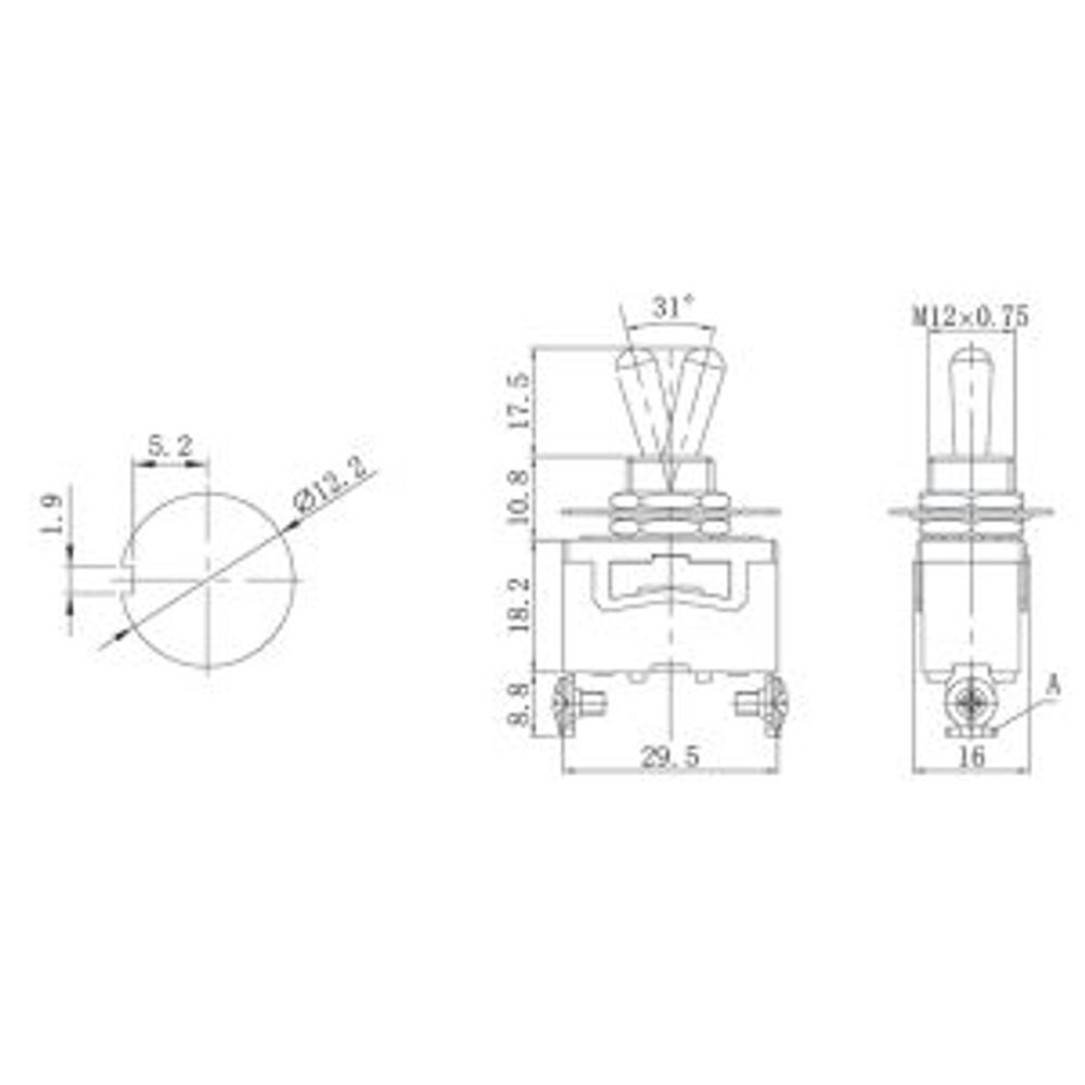 Тумблер 250В 15А (2c) вкл-выкл однополюсный (KN-101) REXANT