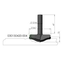 Изображение алмазной фасадной фрезы GT 030150420-004, профиль