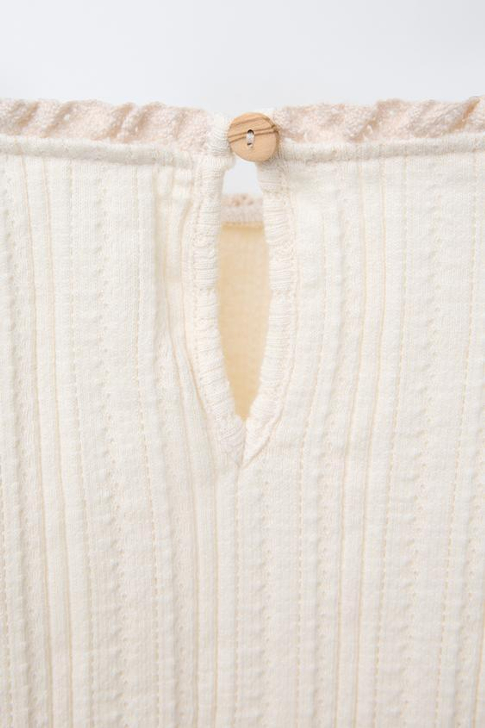 ZARA ПЕРФОРИРОВАННОЕ БОДИ С КРУЖЕВОМ, СВЕТЛО-БЕЖЕВЫЙ