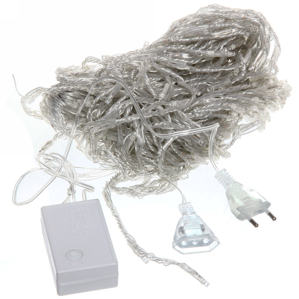 Гирлянда для улицы ЗАНАВЕС «Водопад» ш3,0* в2,0 м 480 ламп LED, прозр.пров, 6 реж, IP-54, Теплый белый (возможность соединения)