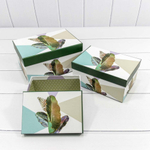 Коробка 22х15х11.5 см Набор 3 шт "Листья" (Белый, Зеленый)