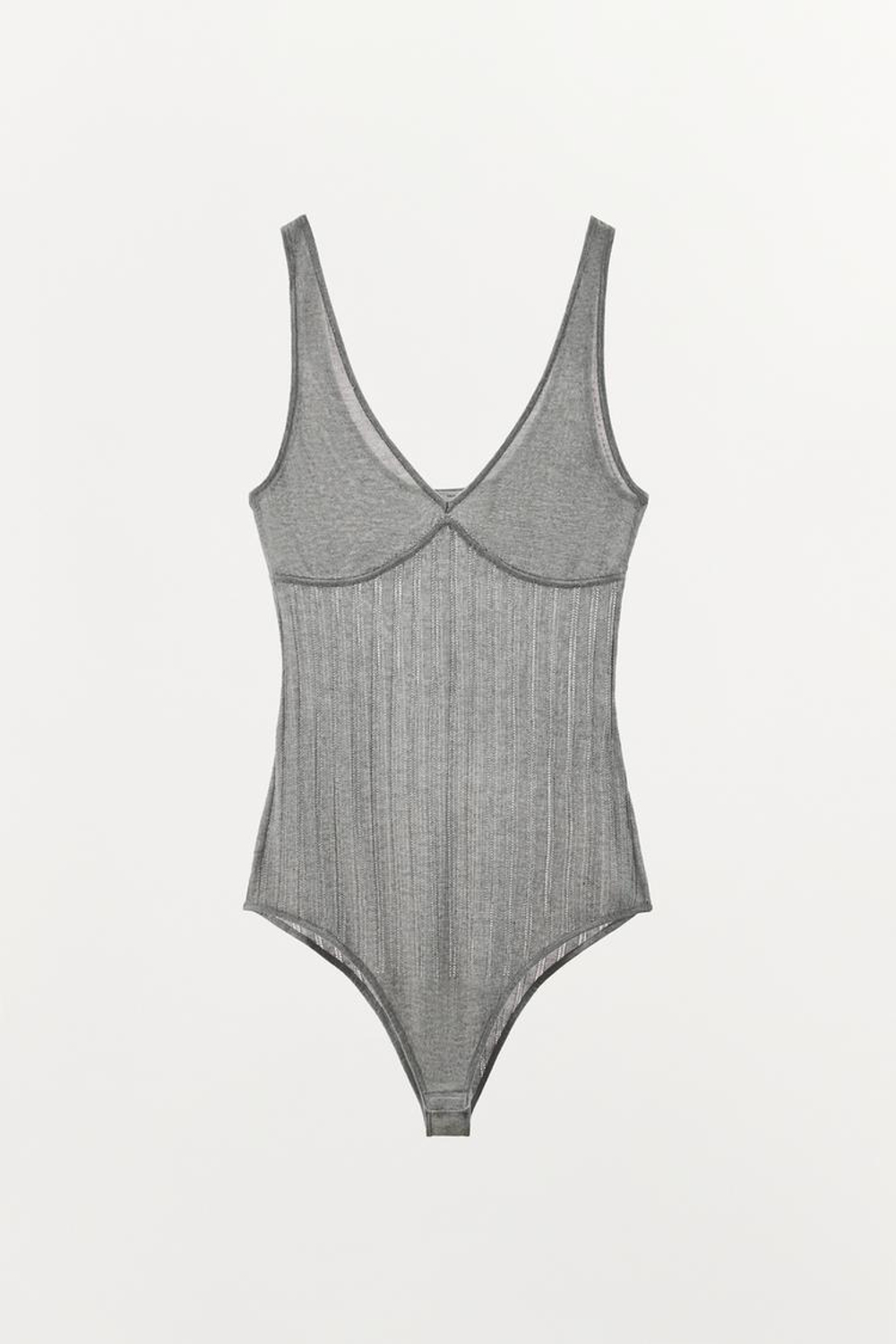 ZARA БОДИ ИЗ ВИСКОЗНОЙ СМЕСИ, СЕРЫЙ МЕЛАНЖ