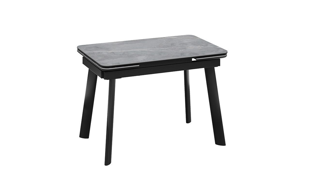 Стол кухонный обеденный раздвижной Черный муар/Керамика матовая черный мрамор 110(169)х70х77 см