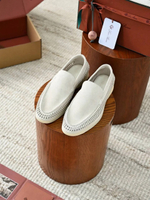 Светло-бежевые лоферы Loro Piana Summer Walk с плетением по периметру