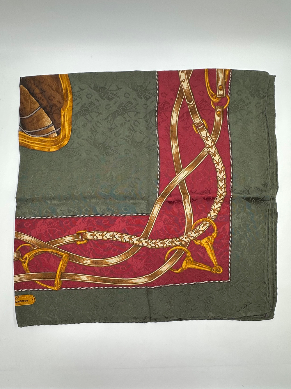 Платок зелёный с бордовой каймой Ralph Lauren