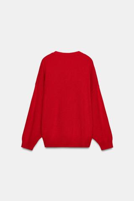 ZARA СВИТЕР С ГЛУБОКИМ ВЫРЕЗОМ, КРАСНЫЙ