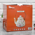 Чайник 2,6л эмаль "Flowers", индукция, комб. ручка "под золото", Z-4501