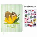 Дневник 1-11 класс 48 л. кожзам (твердая с поролоном) печать наклейки BRAUBERG "Relax" (2 штуки в упаковке)