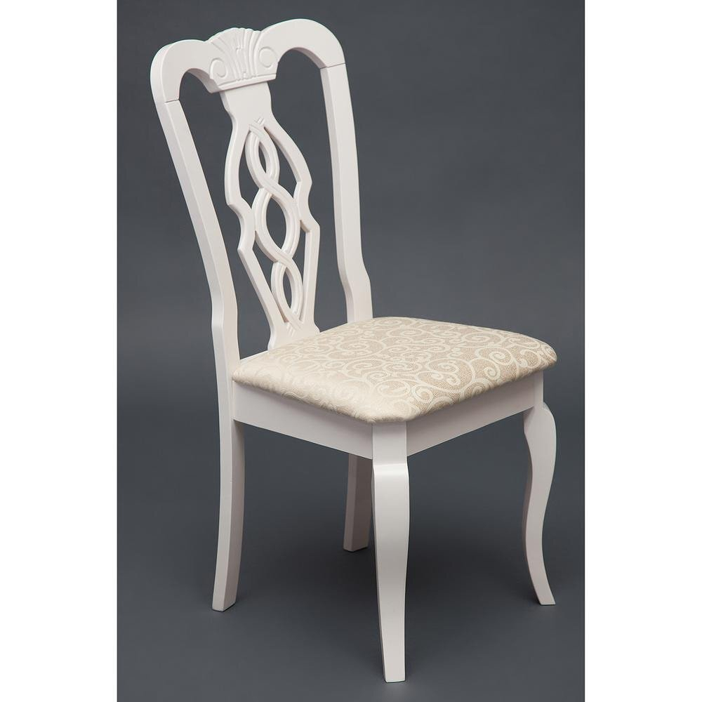 Стул - Афродита/ Aphrodite дерево гевея, 46х54х99см, butter white, ткань кремовая с рисунком (3321)