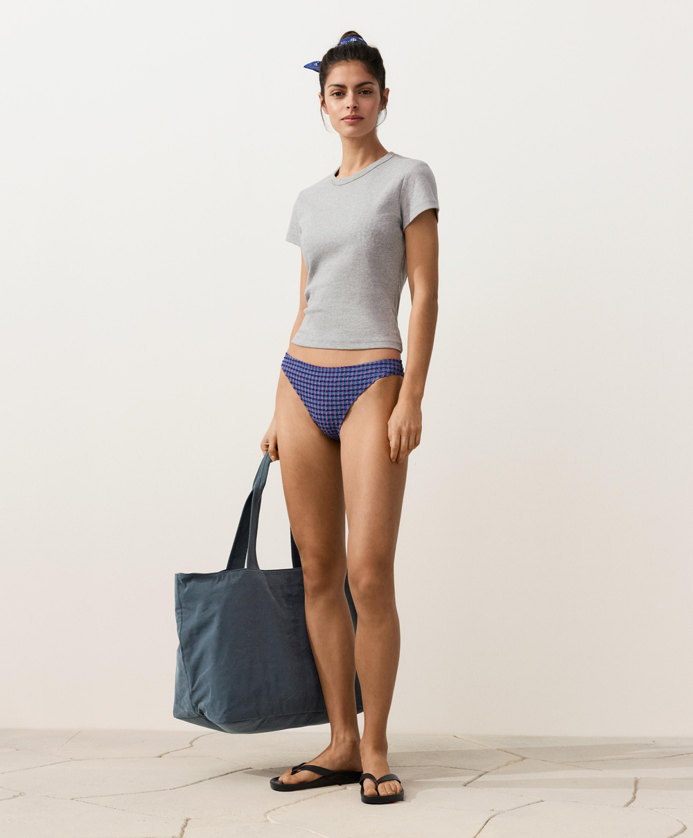 OYSHO Классические плавки бикини в клетку виши, темно-синий