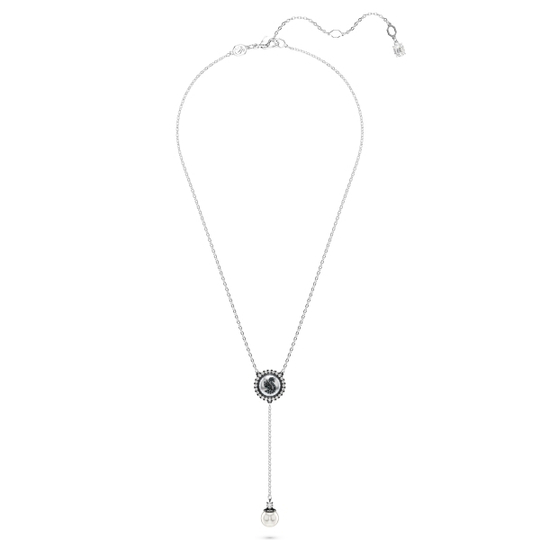 SWAN:NECKLACE PRL GRY/RHS