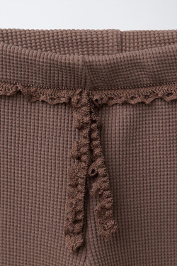 ZARA ЛЕГИНСЫ С КРУЖЕВОМ, ШОКОЛАДНЫЙ